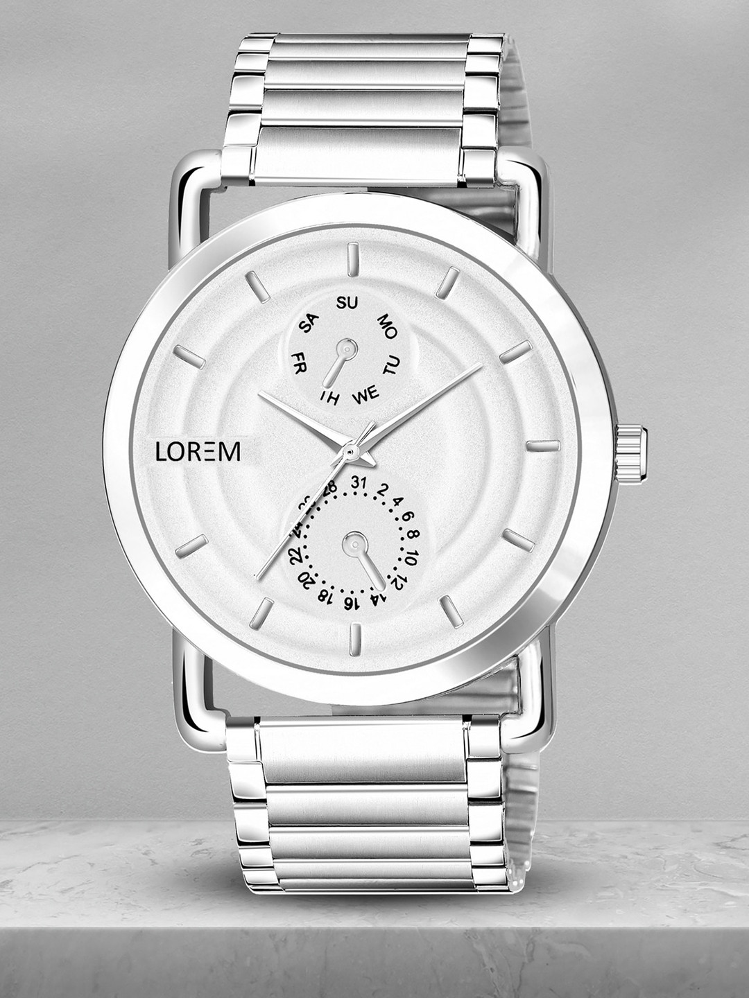 

LOREM Premium Men Stainless Steel Analogue Watch LR121-CM, Silver