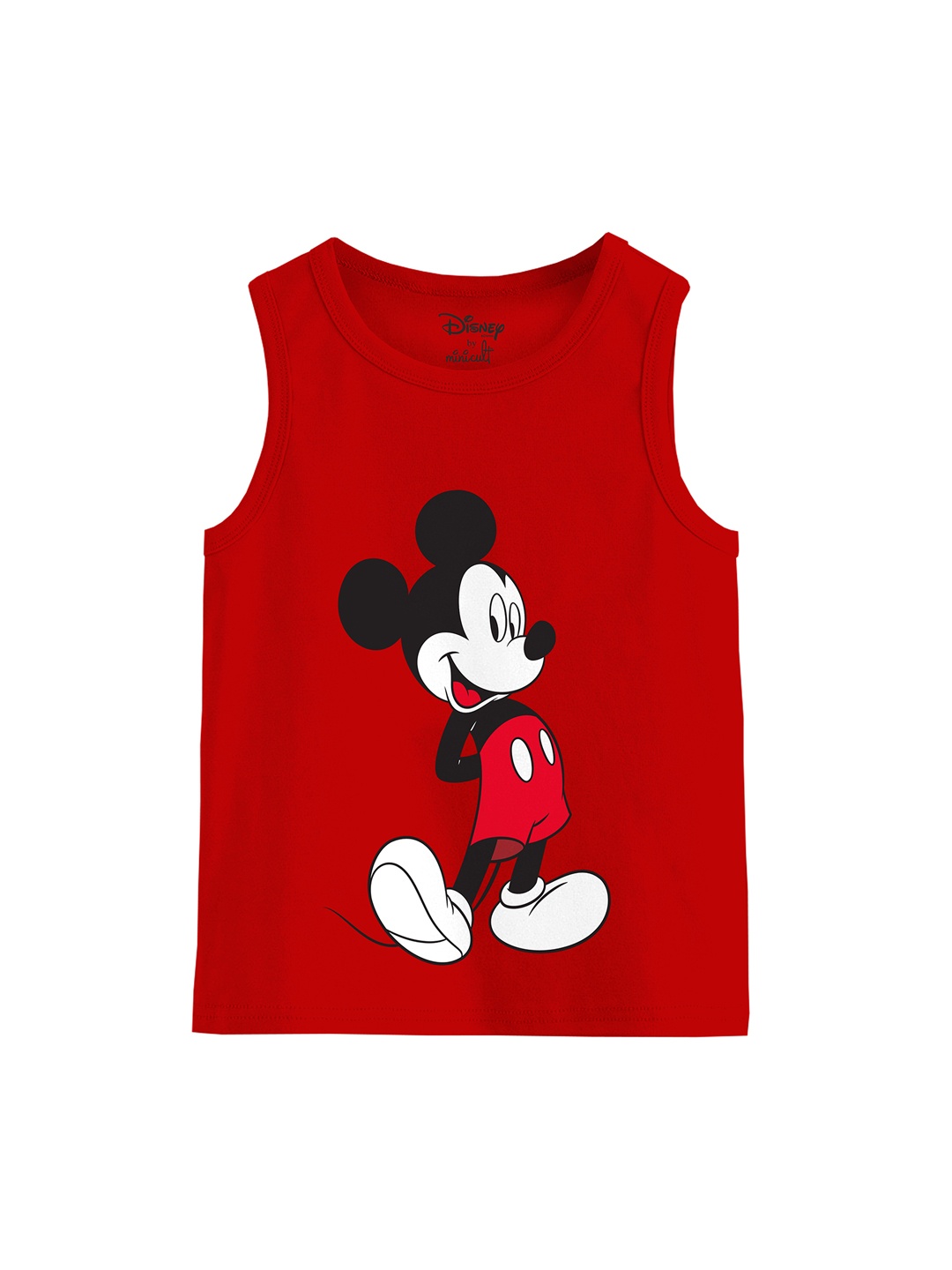 

Minicult Infant Kids Mickey Mouse Printed Cotton Basic Innerwear Vest, Red
