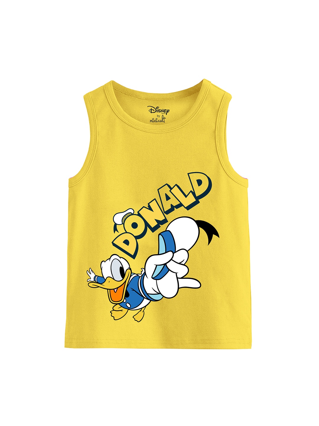 

Minicult Kids Donald Printed Cotton Basic Innerwear Vest, Yellow
