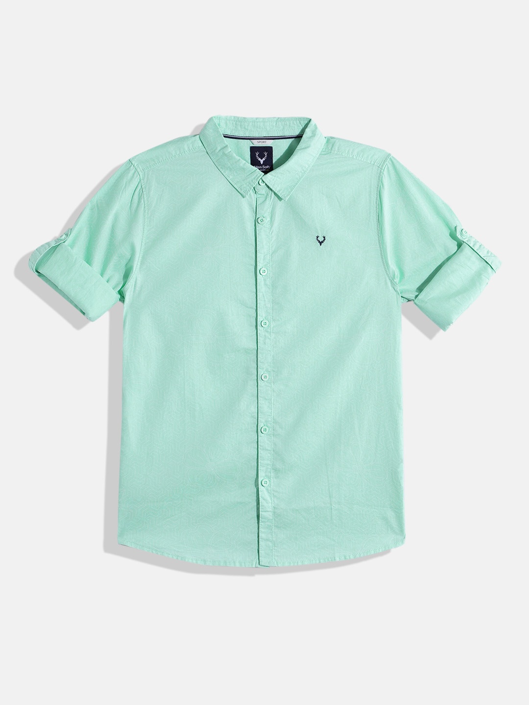 

Allen Solly Junior Boys Pure Cotton Slim Fit Printed Casual Shirt, Blue