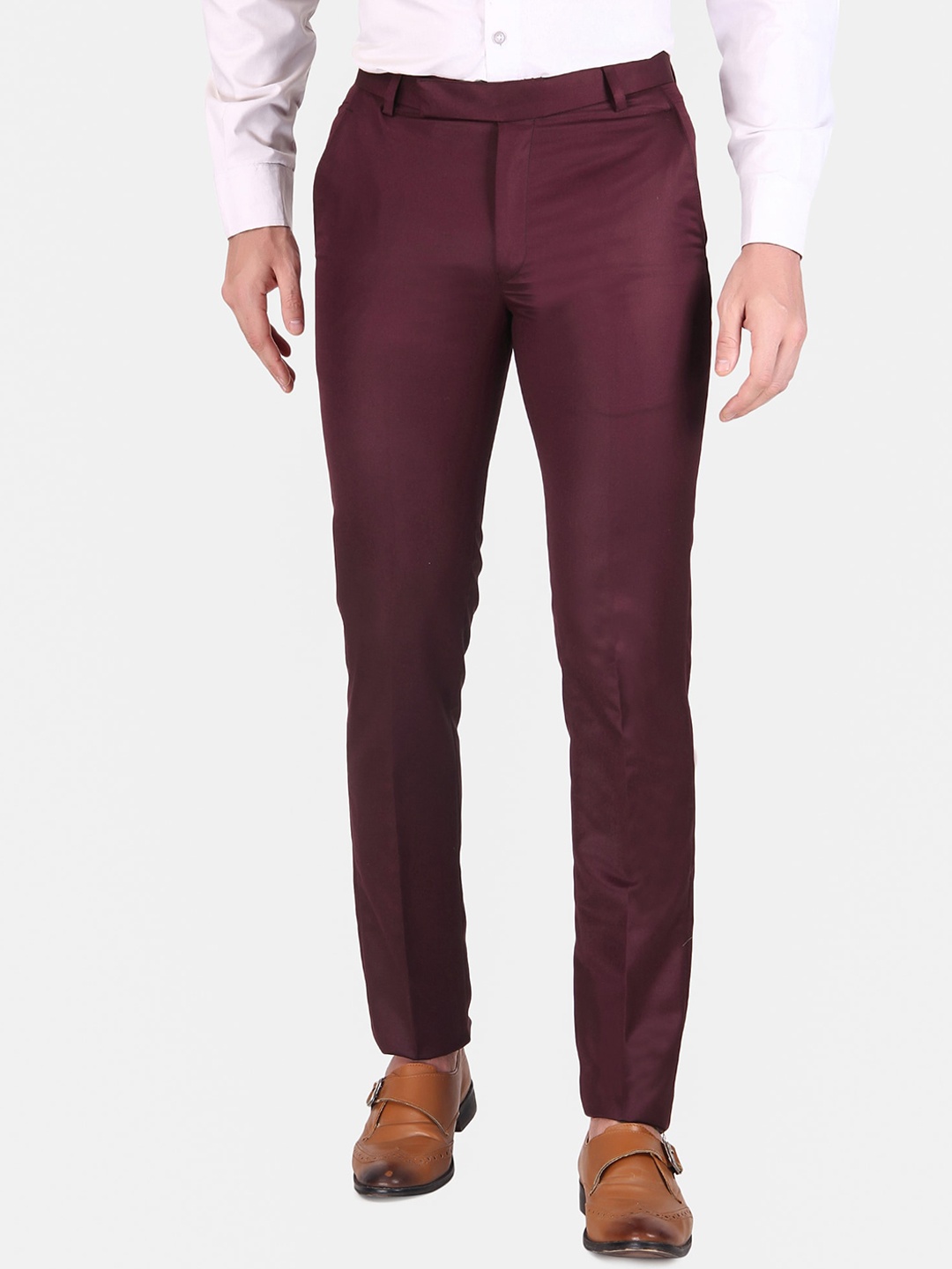 

TrulyFeb Men Maroon Slim Fit Trousers