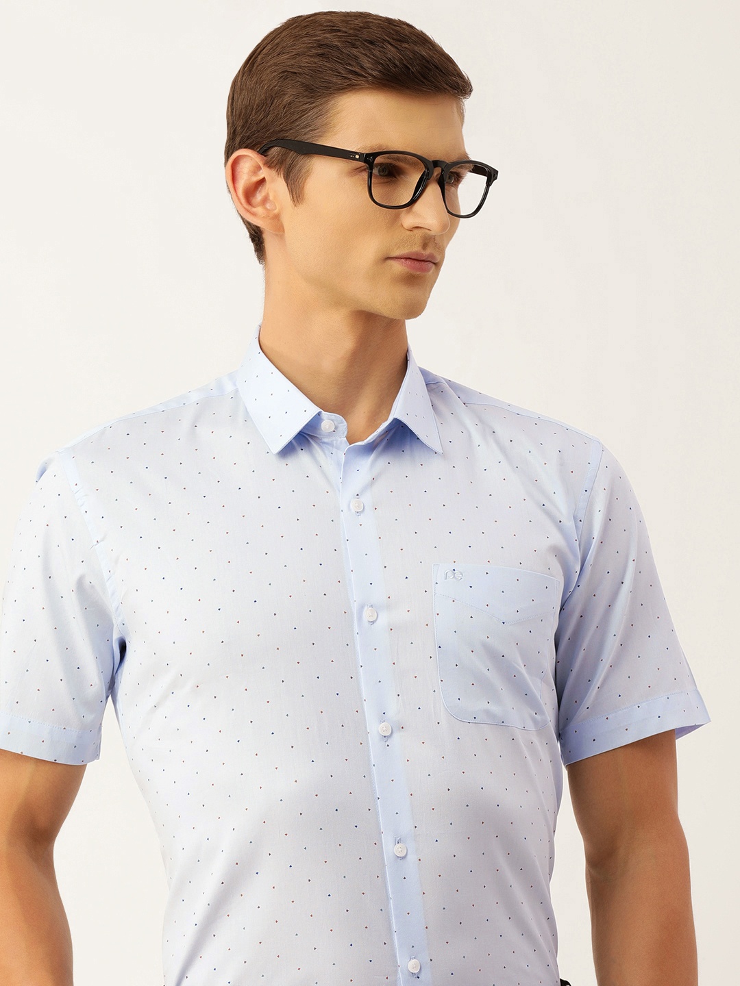 

Peter England Men Slim Fit Micro Ditsy Print Pure Cotton Formal Shirt, Blue