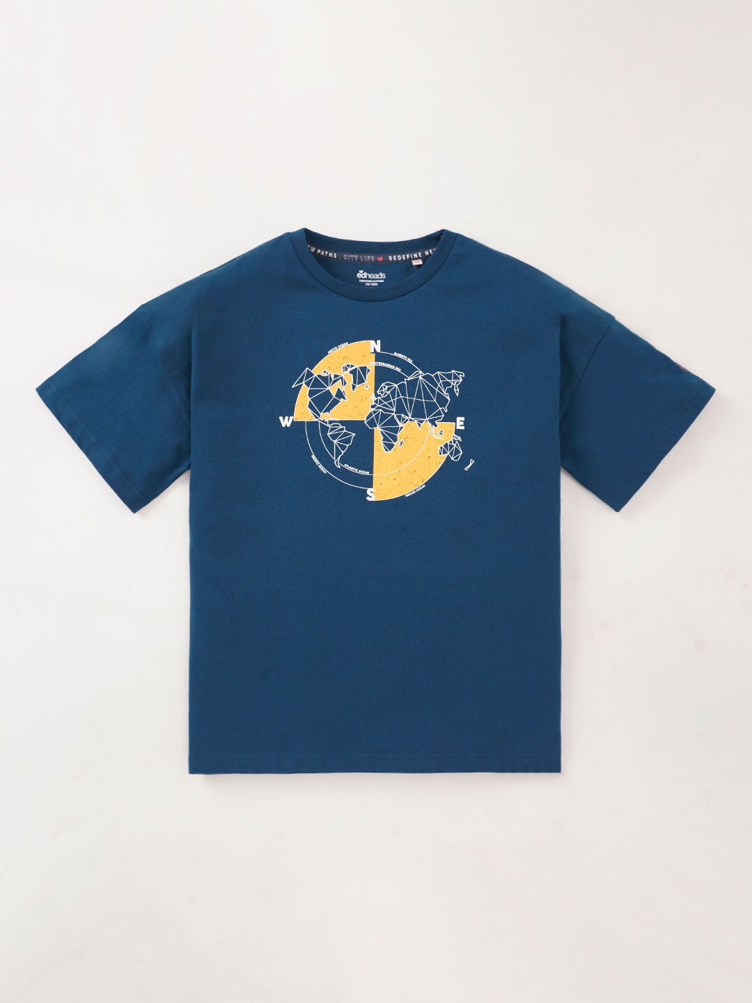 

edheads Boys Graphic Printed Round Neck Azo Free Cotton T-shirt, Blue