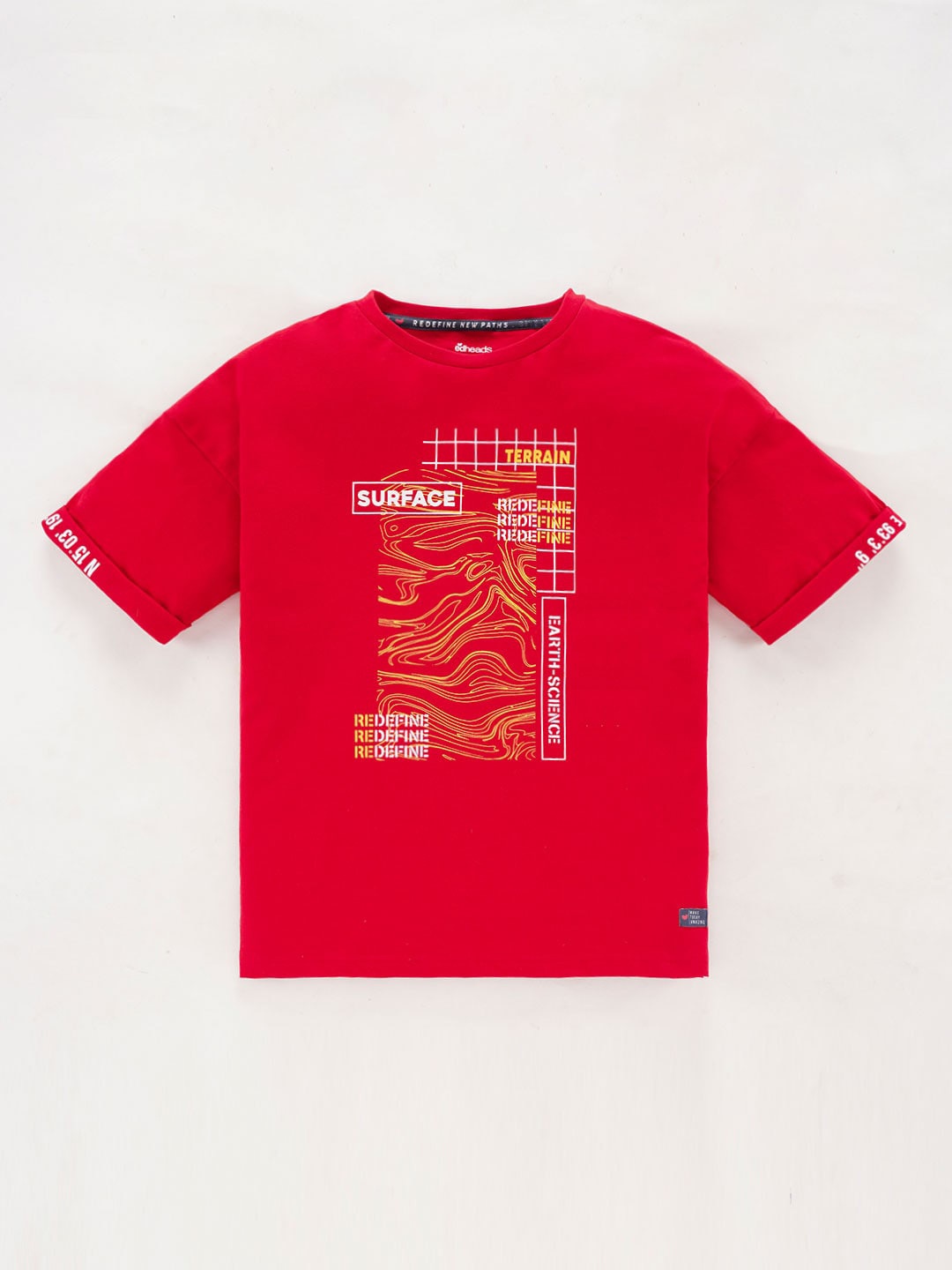 

edheads Boys Typography Printed Round Neck Azo Free Cotton T-shirt, Red