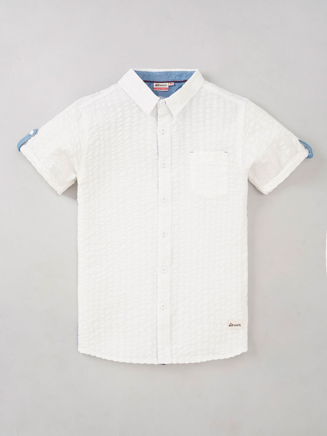 

edheads Boys Self Design Cotton Casual Shirt, White