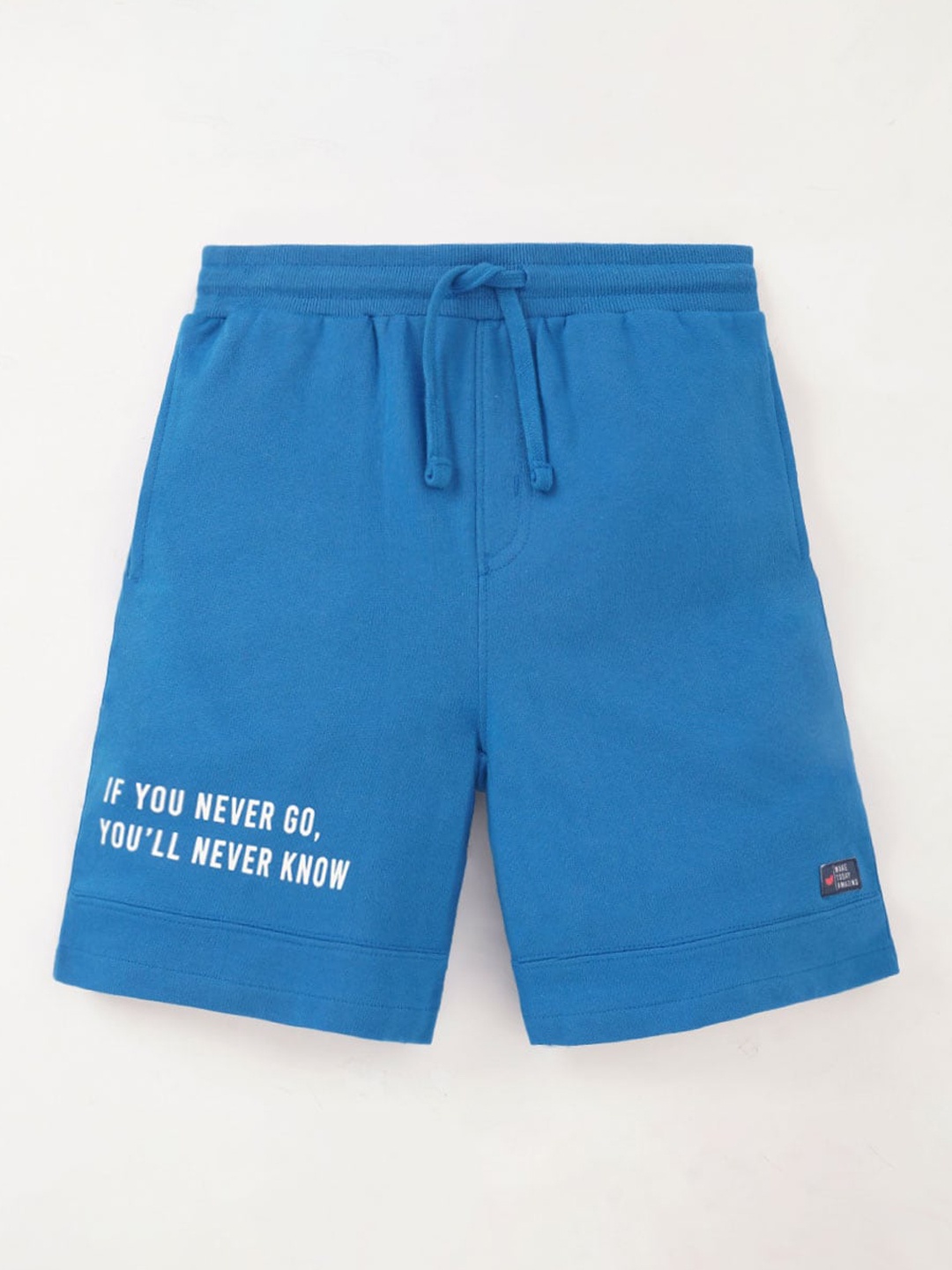 

edheads Boys Mid-Rise Typography Printed Knitted Cotton Shorts, Blue