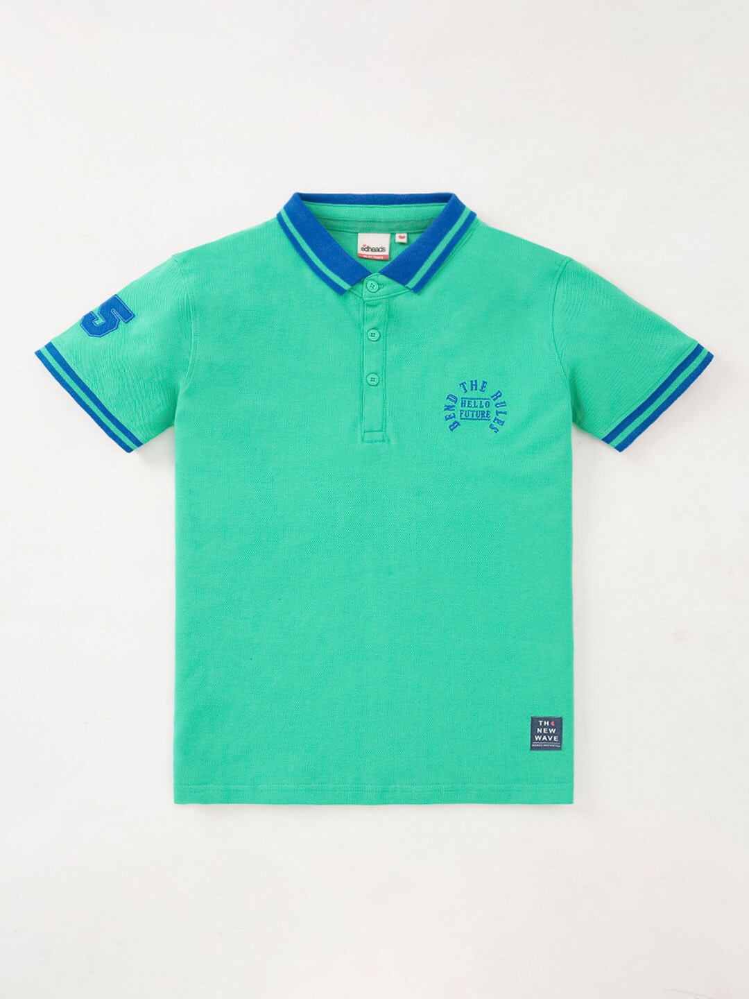 

edheads Boys Typography Printed Polo Collar Azo Free Cotton T-shirt, Green