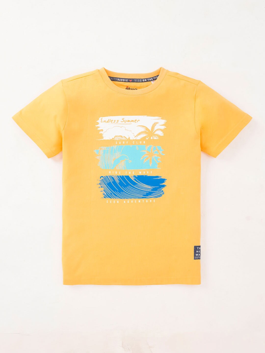 edheads Boys Graphic Printed Round Neck Azo Free Cotton T-shirt, Yellow