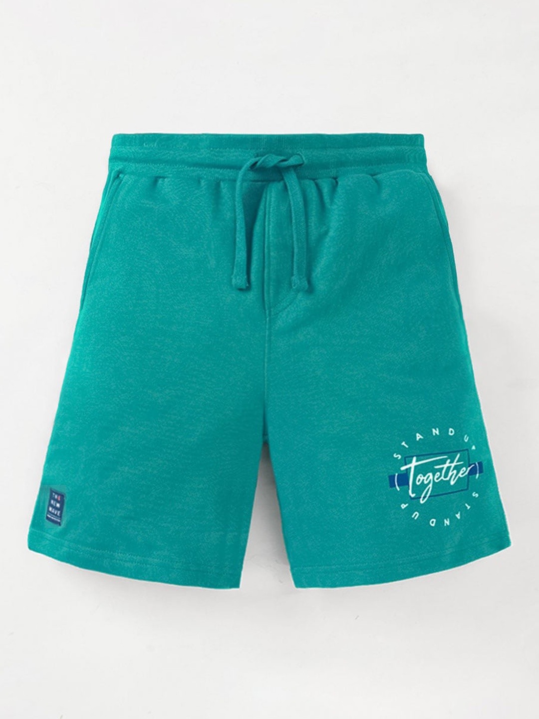 

edheads Boys Mid-Rise Typography Printed Knitted Cotton Shorts, Teal