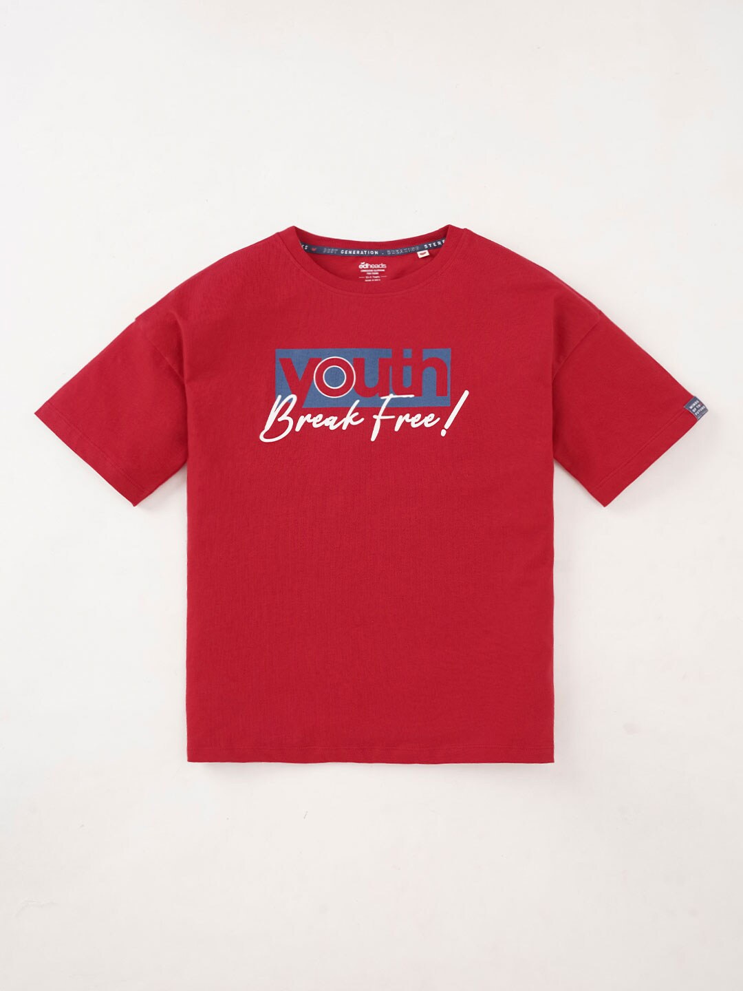 

edheads Boys Typography Printed Round Neck Azo Free Cotton T-shirt, Red
