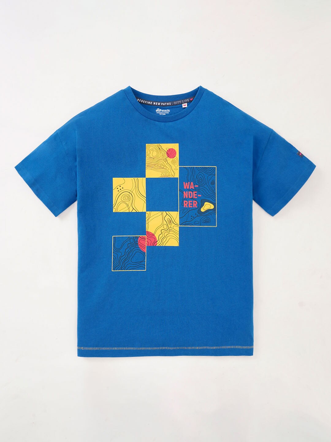 

edheads Boys Typography Printed Round Neck Regular Fit Cotton T-shirt, Blue