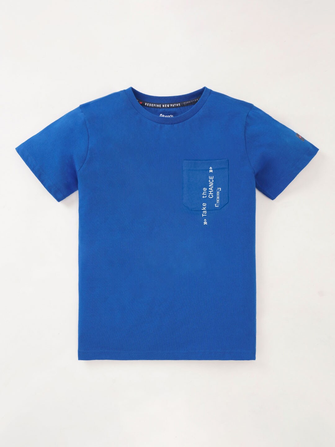 

edheads Boys Pocket Detailing Round Neck Regular Fit Cotton T-shirt, Blue