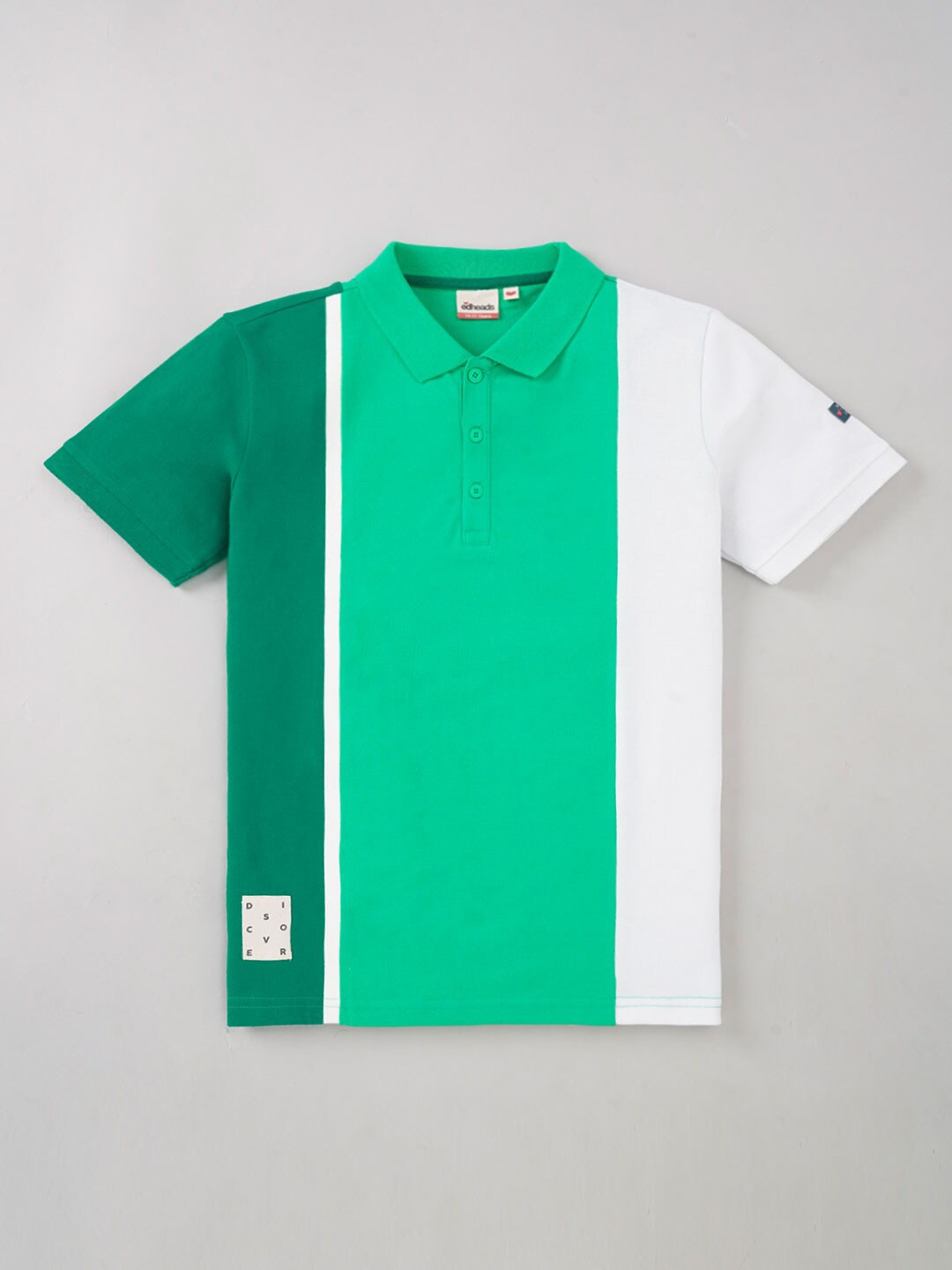 

edheads Boys Colourblocked Polo Collar Regular Fit Cotton T-shirt, Green