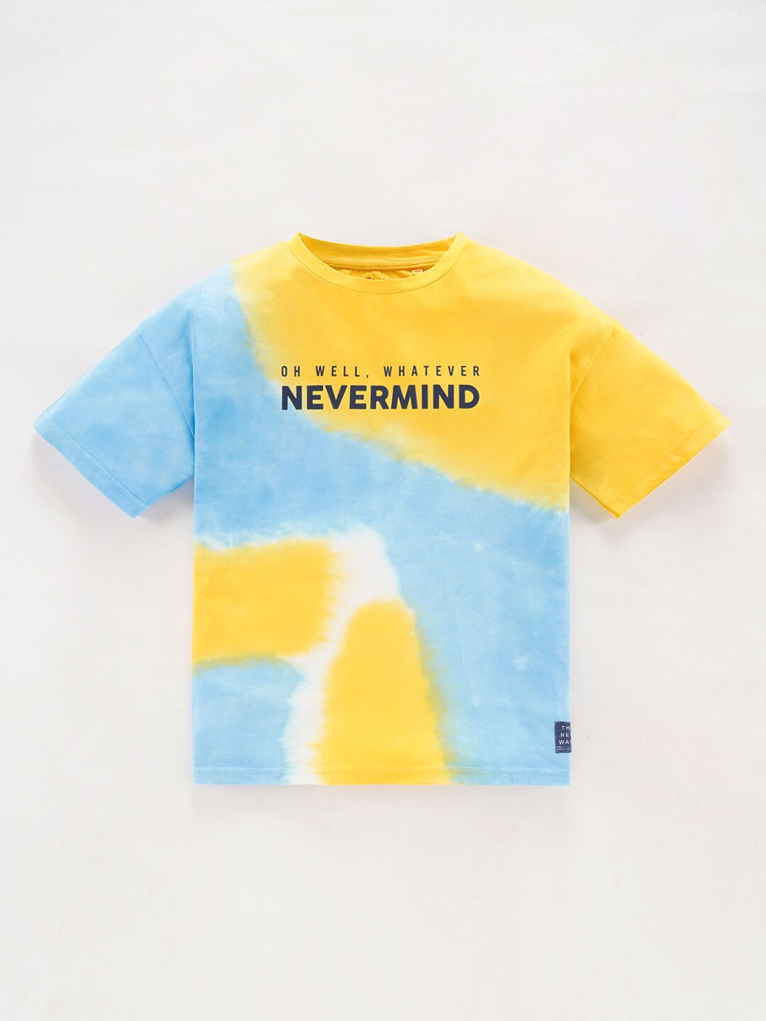 

edheads Boys Yellow Tie and Dye Dyed Round Neck Regular Fit Cotton T-shirt