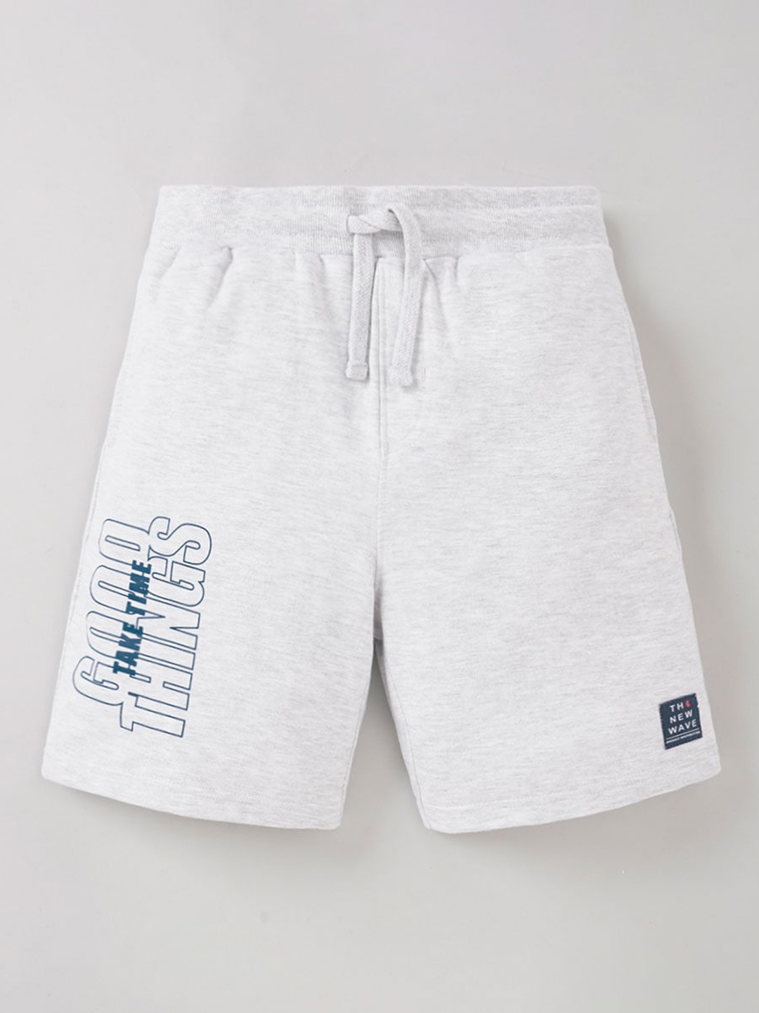 

edheads Boys Mid-Rise Typography Printed Knitted Cotton Shorts, Grey