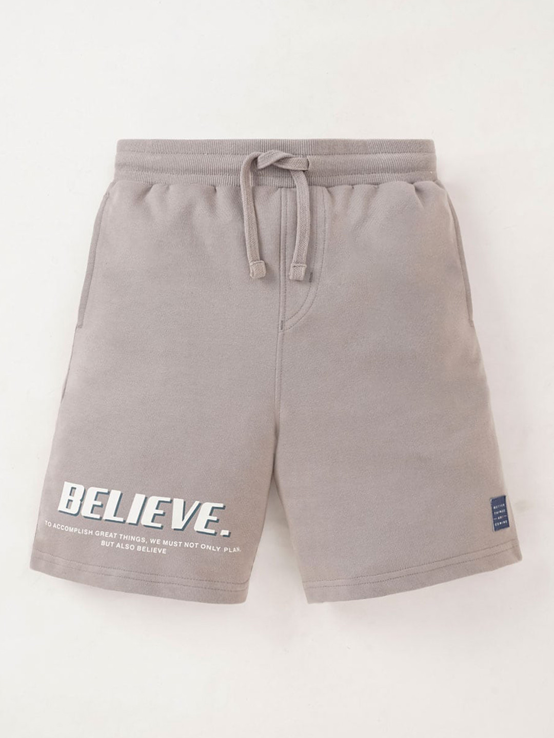 

edheads Boys Mid-Rise Typography Printed Casual Knitted Cotton Outdoor Shorts, Grey