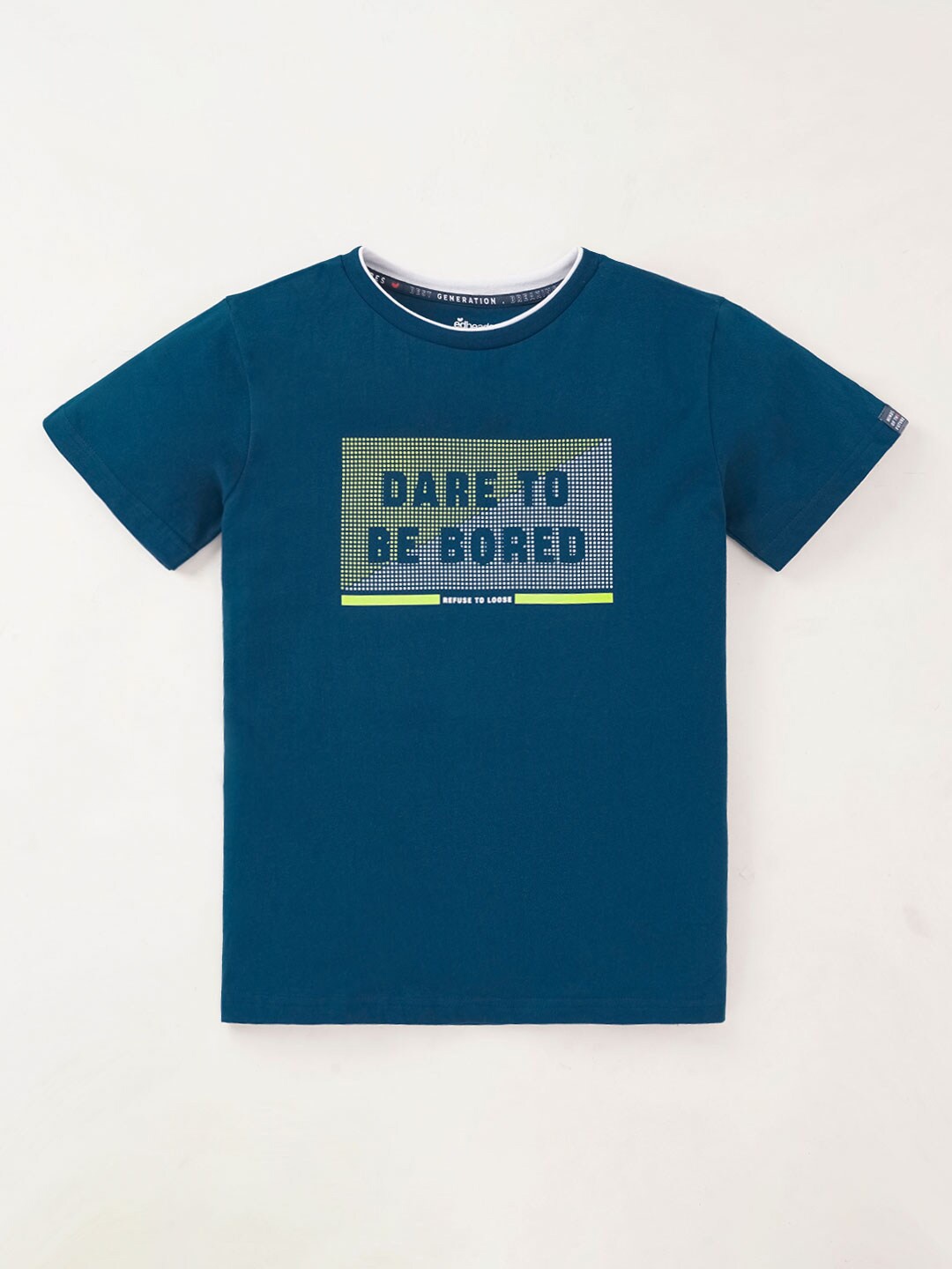 

edheads Boys Typography Printed Round Neck Regular Fit Cotton T-shirt, Blue