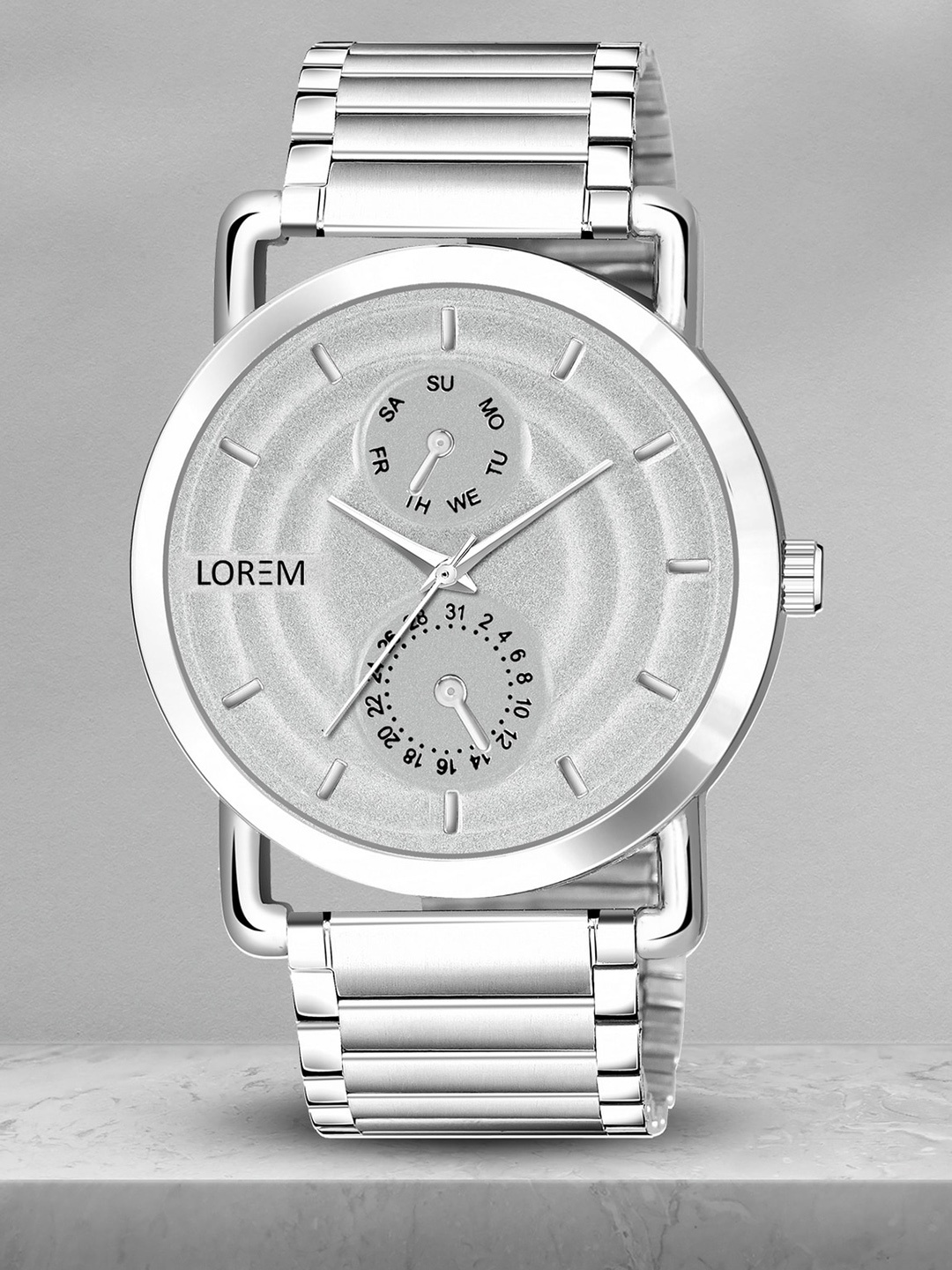 

FERRIZZO Men Textured Stainless Steel Bracelet Style Straps Analogue Watch LR124-FZ, Silver