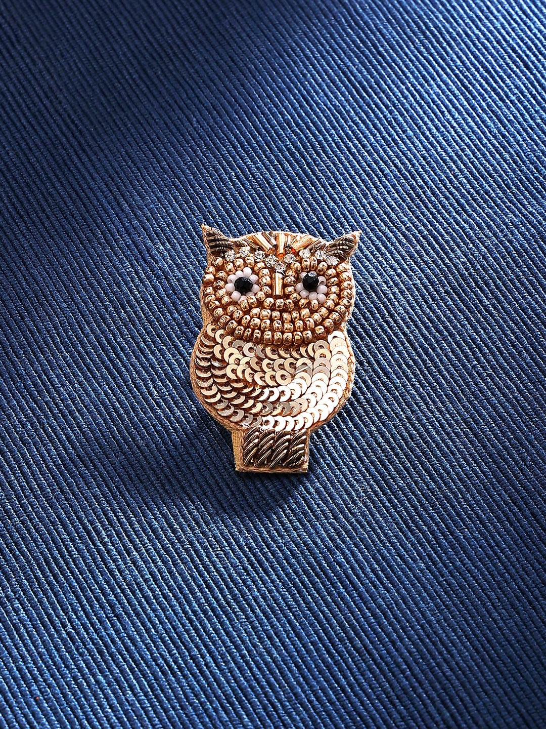 

Zaveri Pearls Stone-Studded & Beaded Owl Brooch, Gold