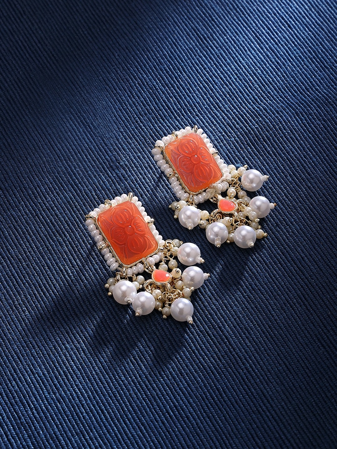 

Zaveri Pearls Gold-Plated Contemporary Drop Earrings