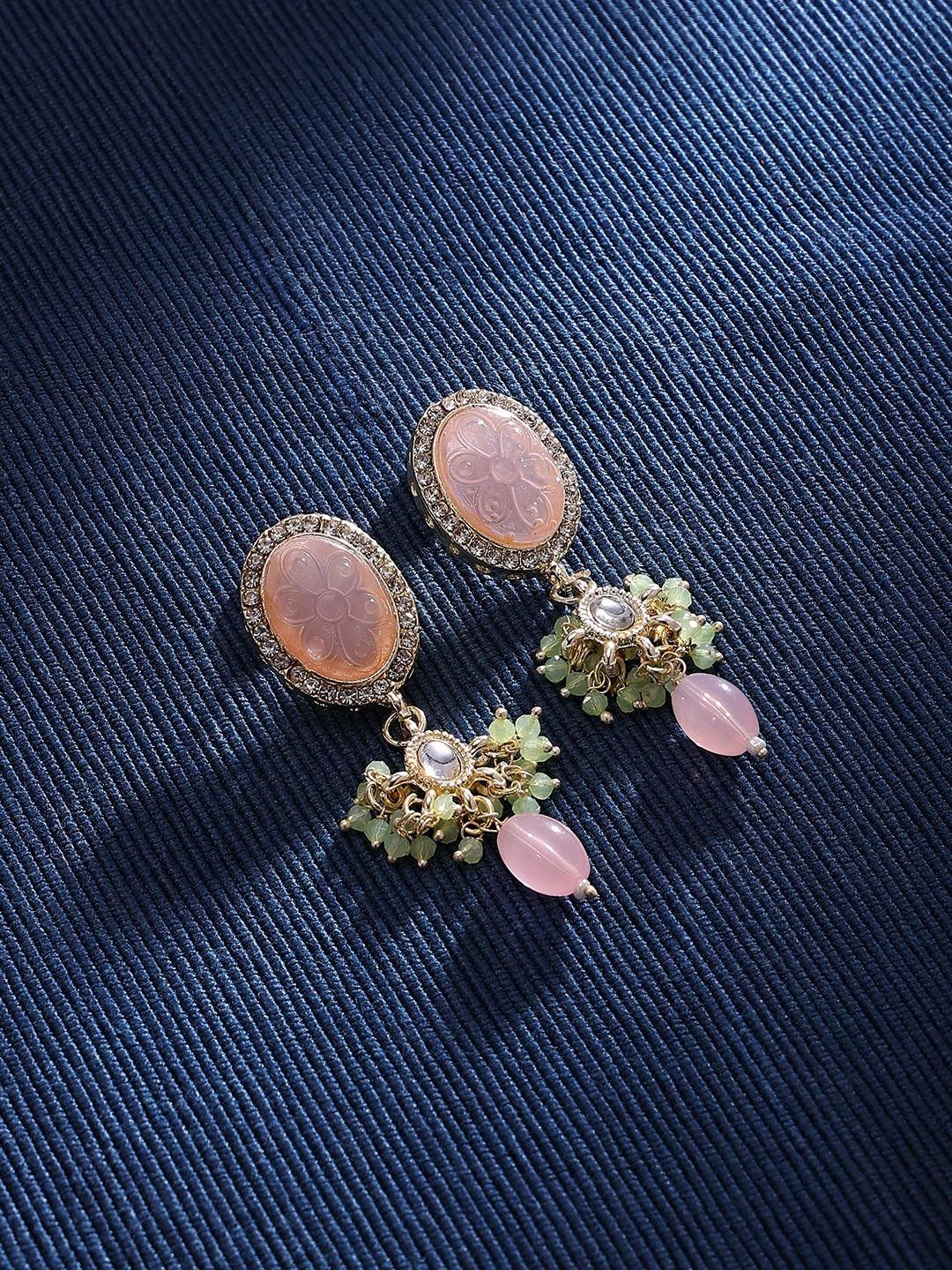 

Zaveri Pearls Gold-Plated Contemporary Drop Earrings