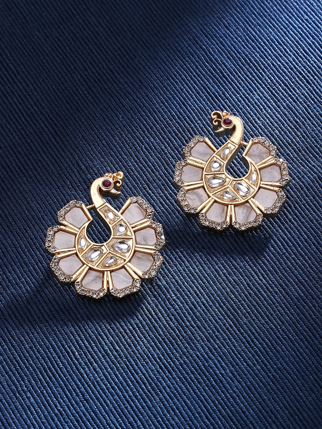 

Zaveri Pearls Gold-Plated Peacock Shaped Studs Earrings