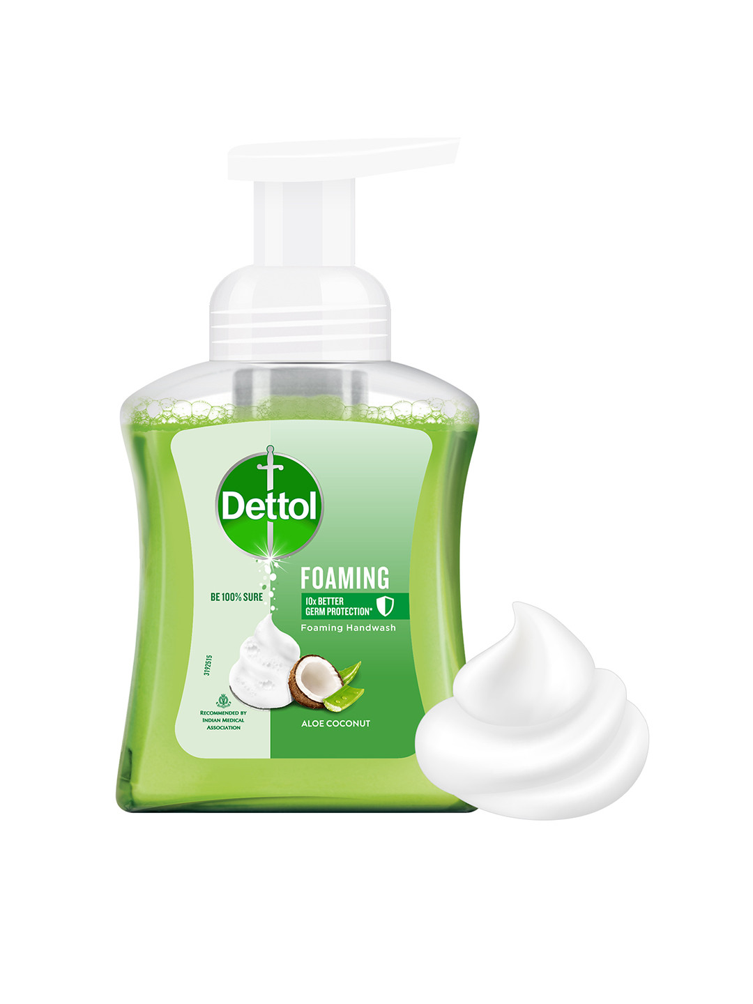 

Dettol Aloe Coconut Foaming Hand Wash Pump - 250ml, Green