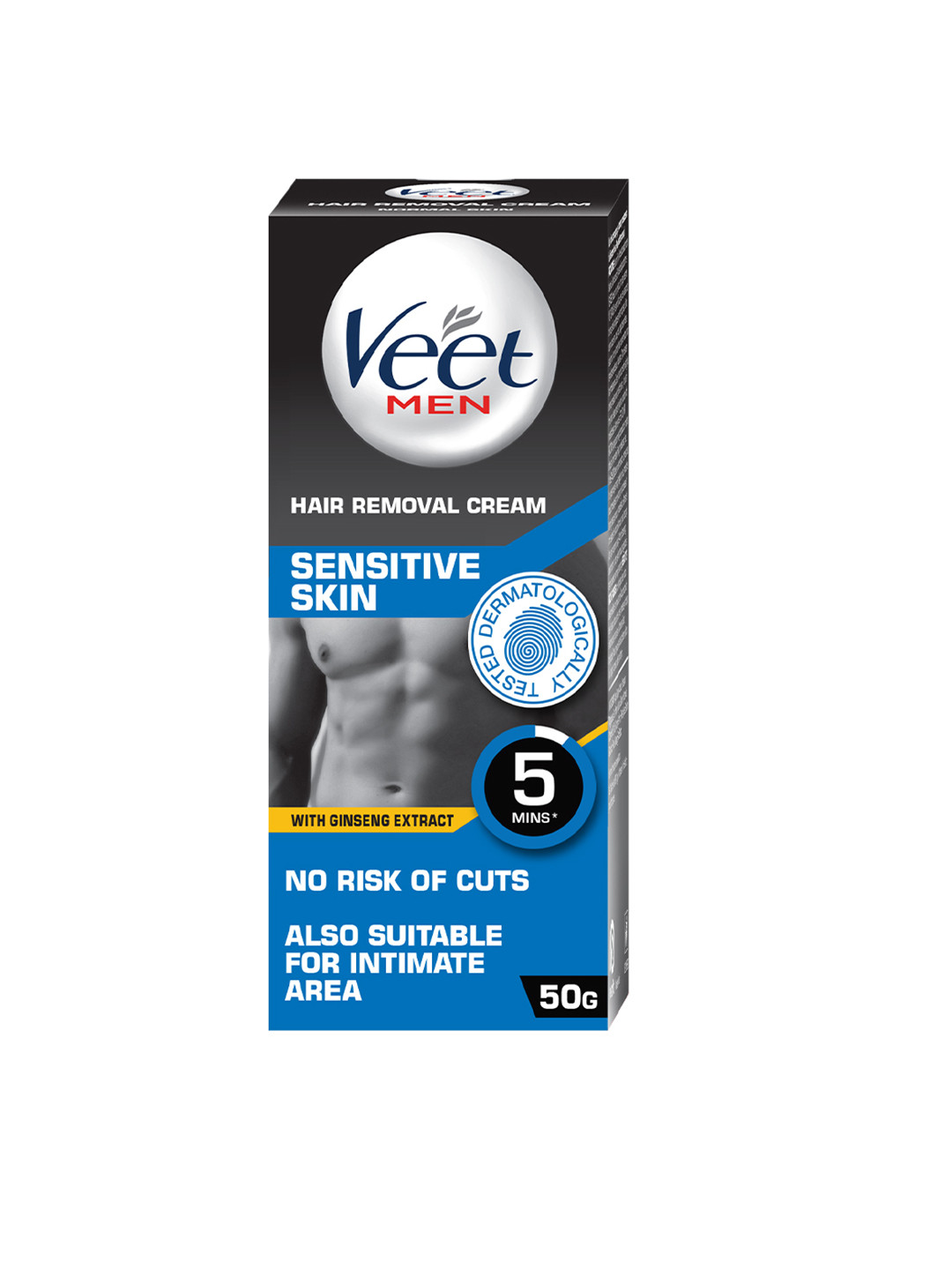 

Veet Men Hair Removal Cream with Ginseng Extract for Sensitive Skin - 50g, Blue