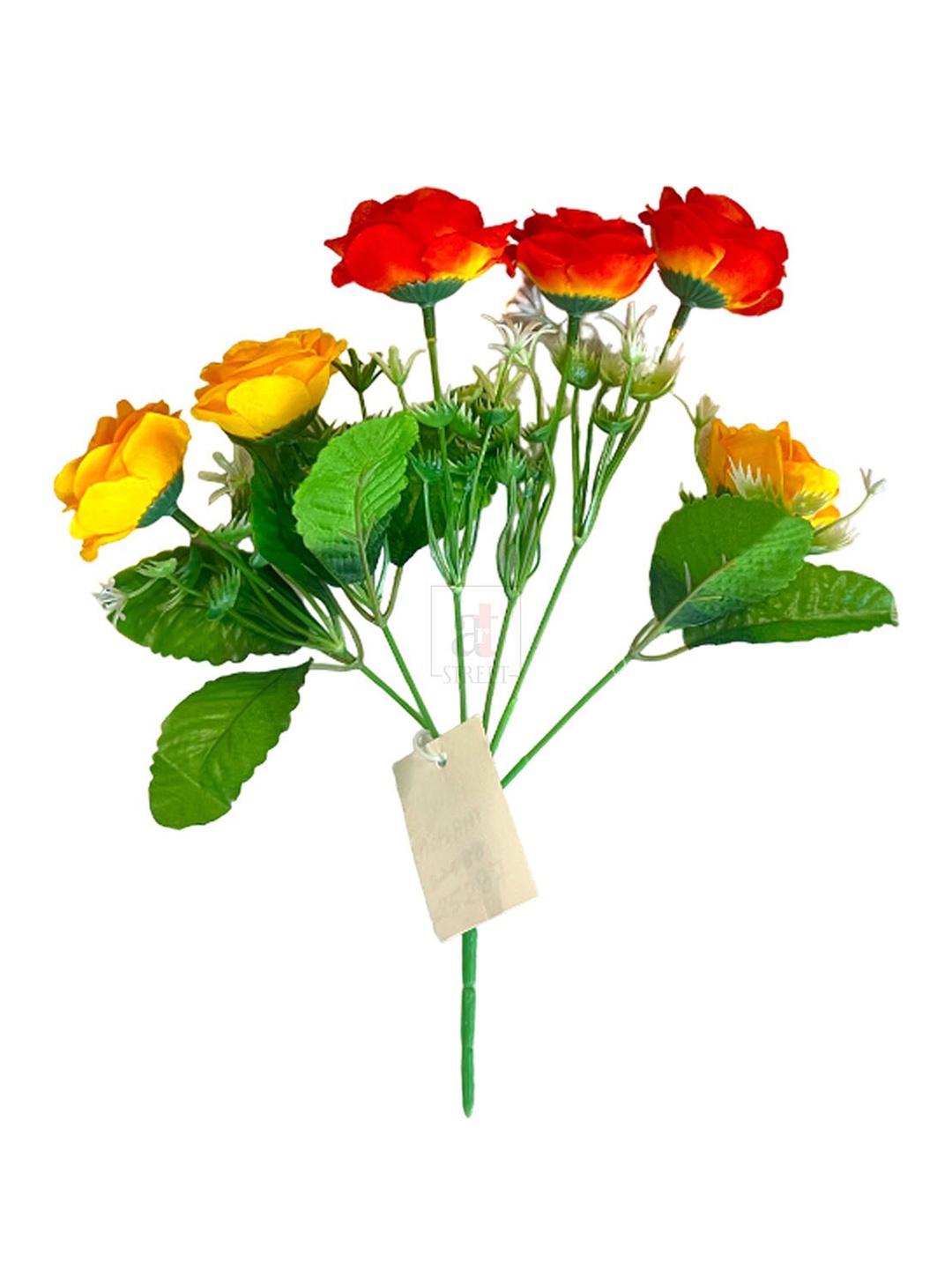 Art Street 6 Heads Silk Rose Artificial Flower, Red
