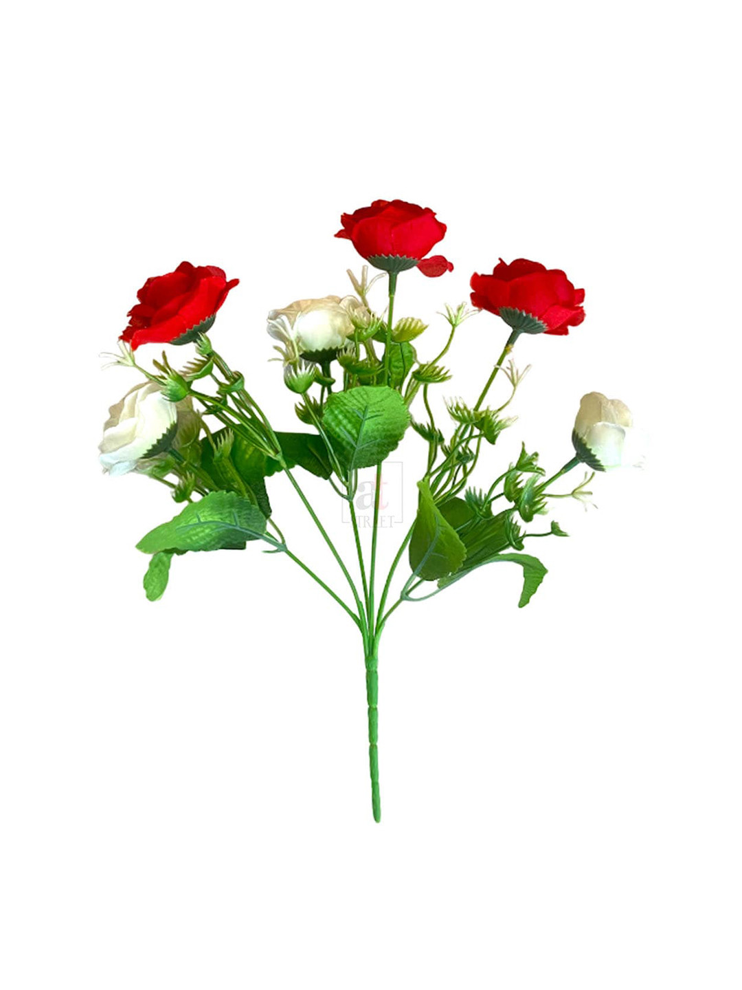 

Art Street 6 Heads Silk Artificial Rose Flower Free Gifts, Red