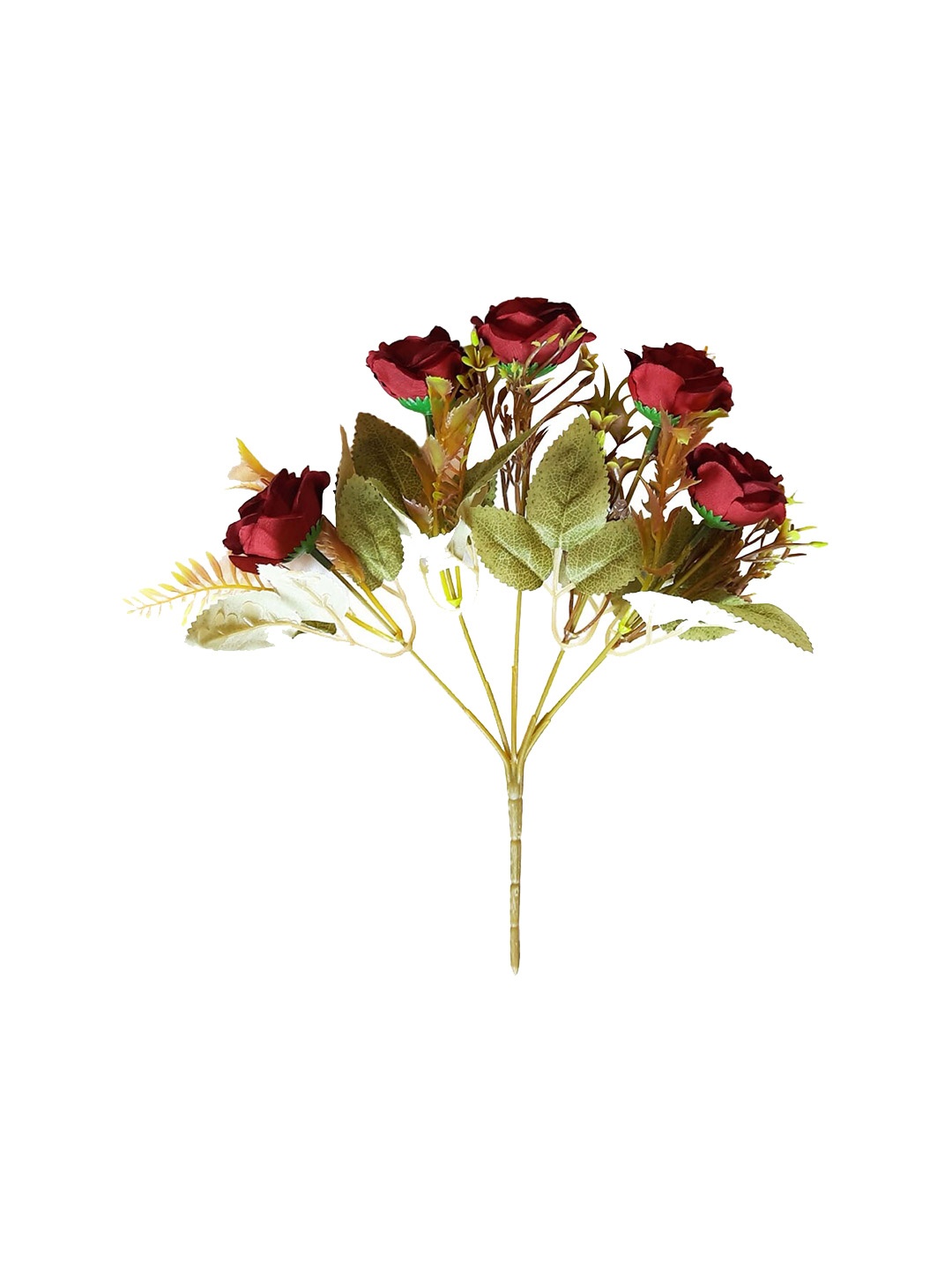 

Art Street 5 Heads Artificial Flower Bunch Rose Silk Flowers, Red