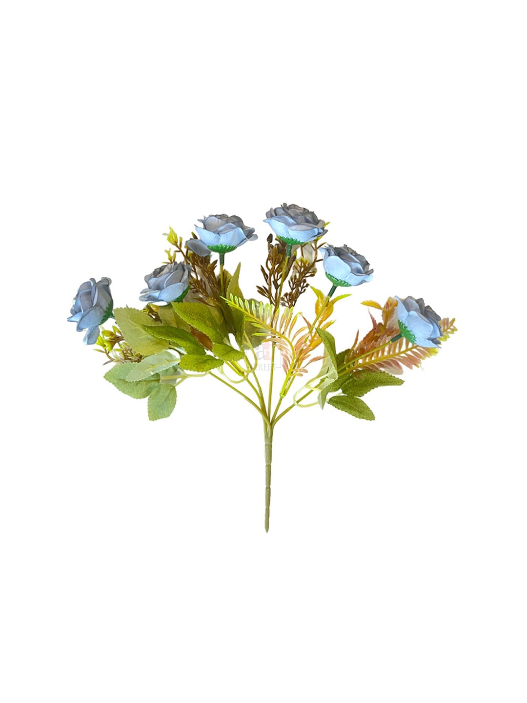 

Art Street 6 Heads Rose Silk Artificial Flower, Blue