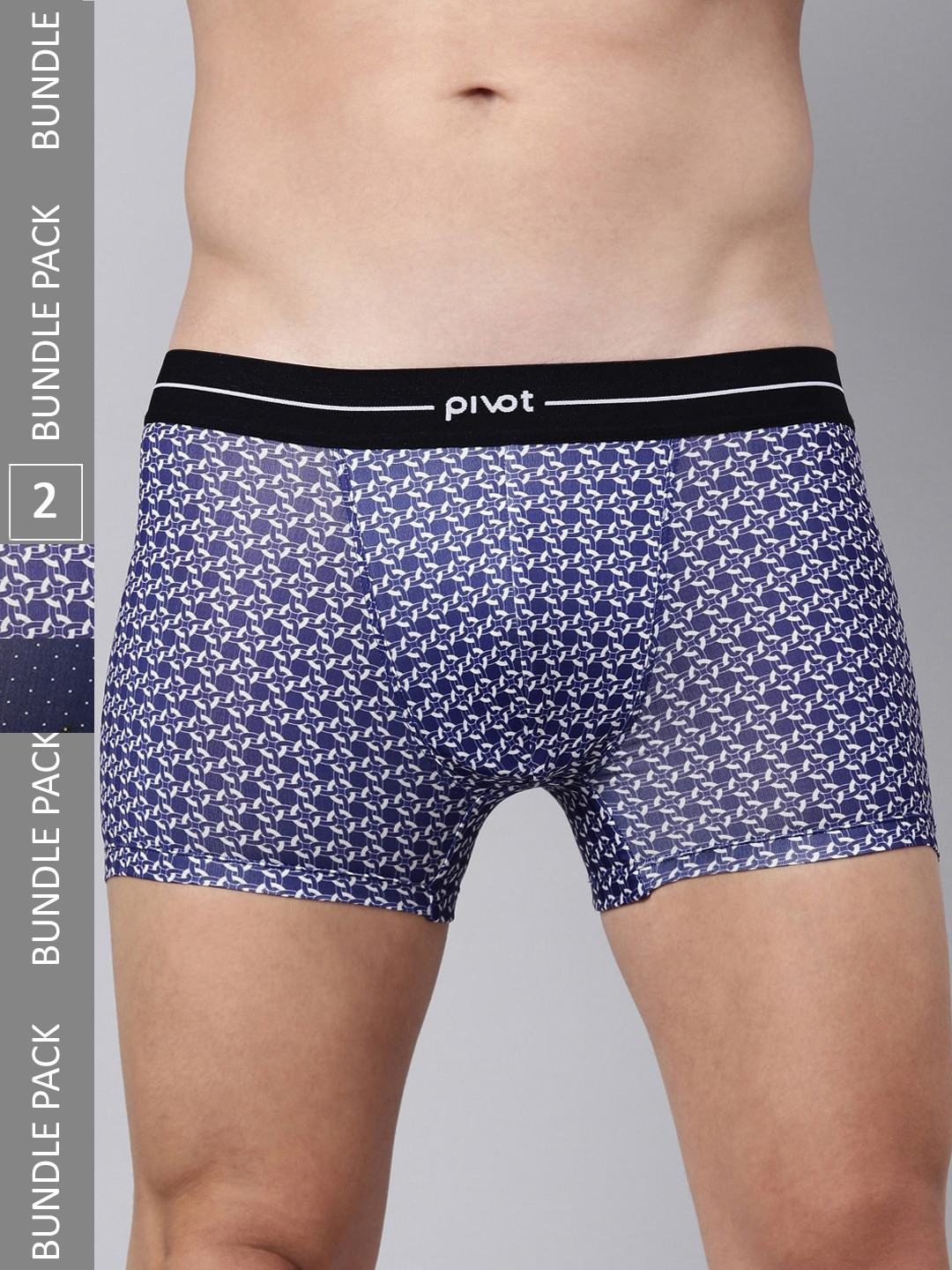 

pivot Men Pack Of 2 Conversational Printed Trunks, Blue