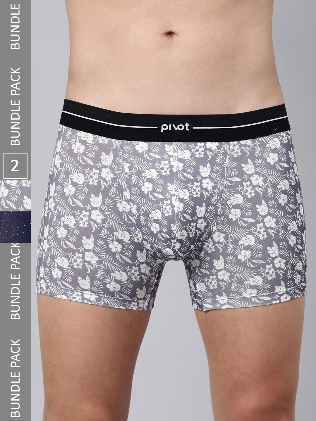 

pivot Men Pack Of 2 Printed Trunks PT-S23-P2-TRK-05, Grey