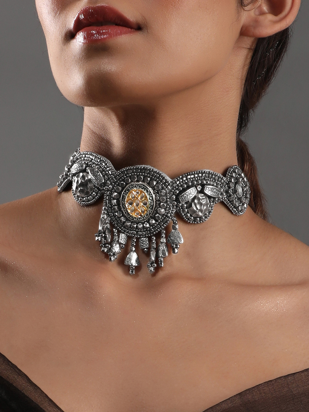 

Rubans Brass Silver-Plated Necklace