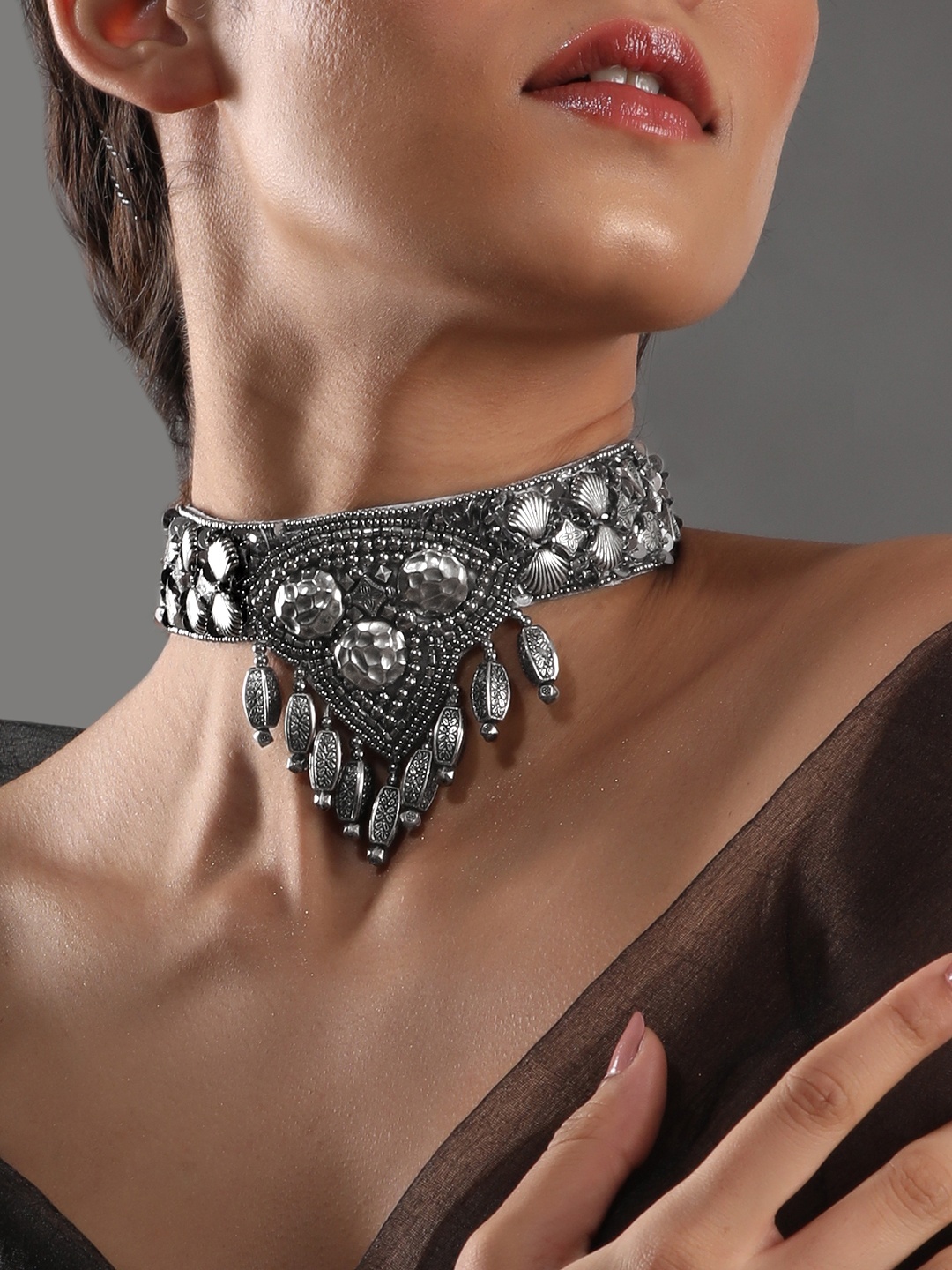 

Rubans Brass Silver-Plated Necklace