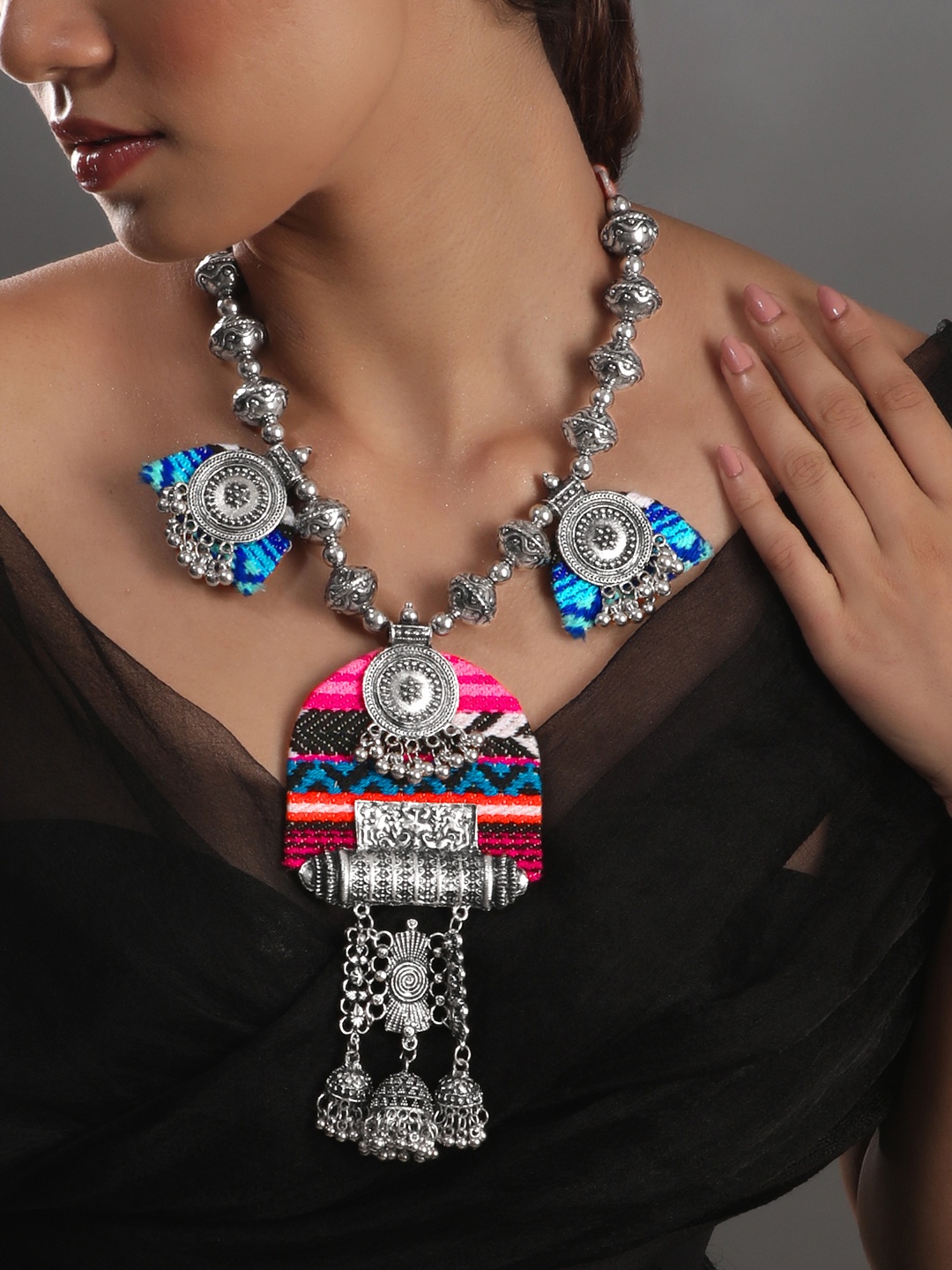

Rubans Brass Silver-Plated Necklace