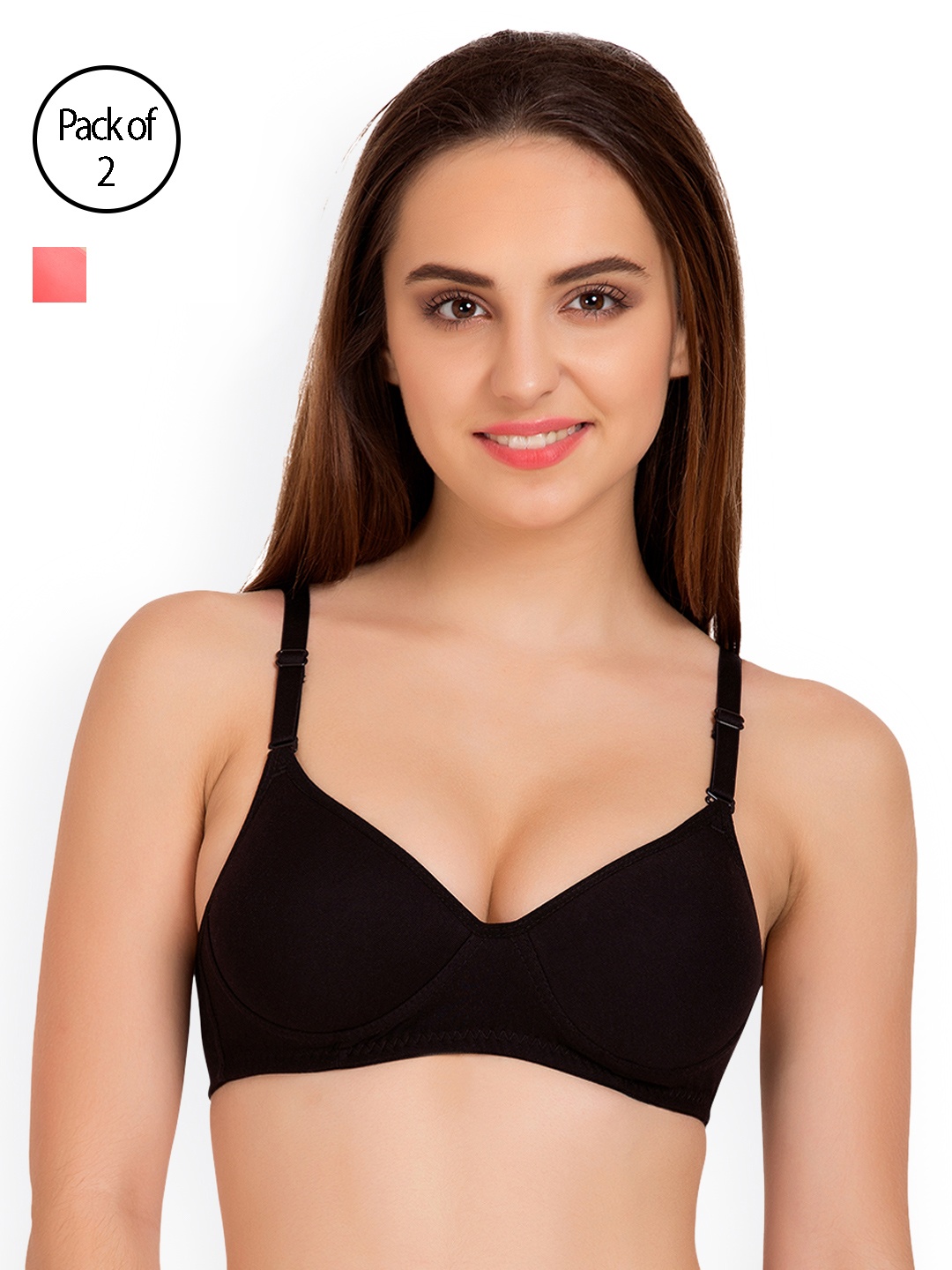 

Tweens Pack of 2 Full-Coverage T-shirt Bras TW91301, Black