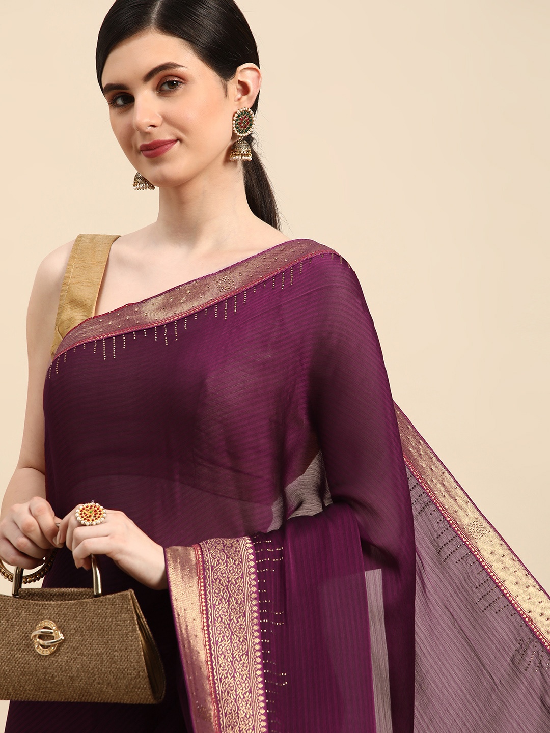 

Indian Women Gotta Patti Satin Designer Saree, Maroon