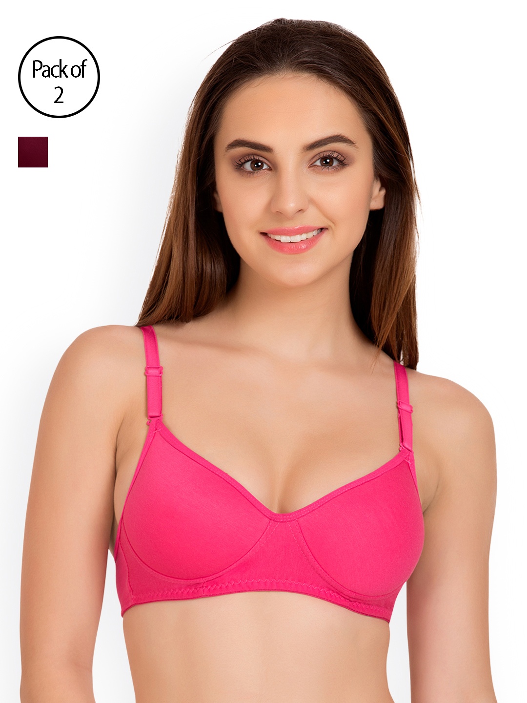 

Tweens Pack of 2 Full-Coverage T-shirt Bras TW91301, Pink