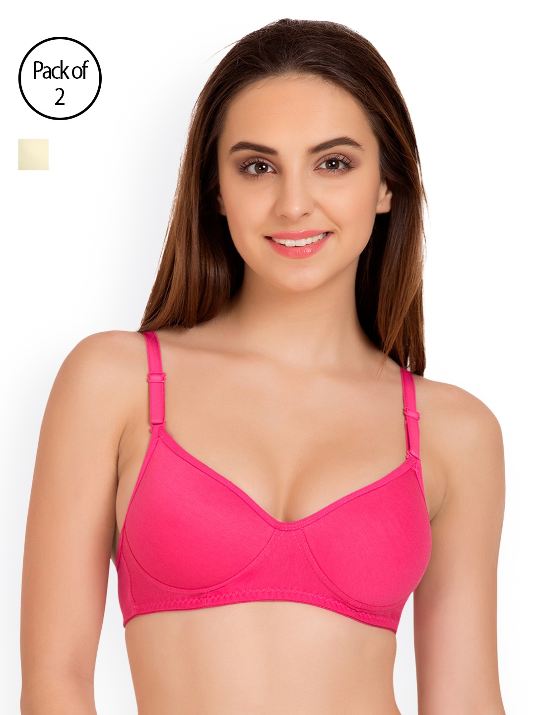 

Tweens Pack of 2 Full-Coverage T-shirt Bras TW91301, Pink