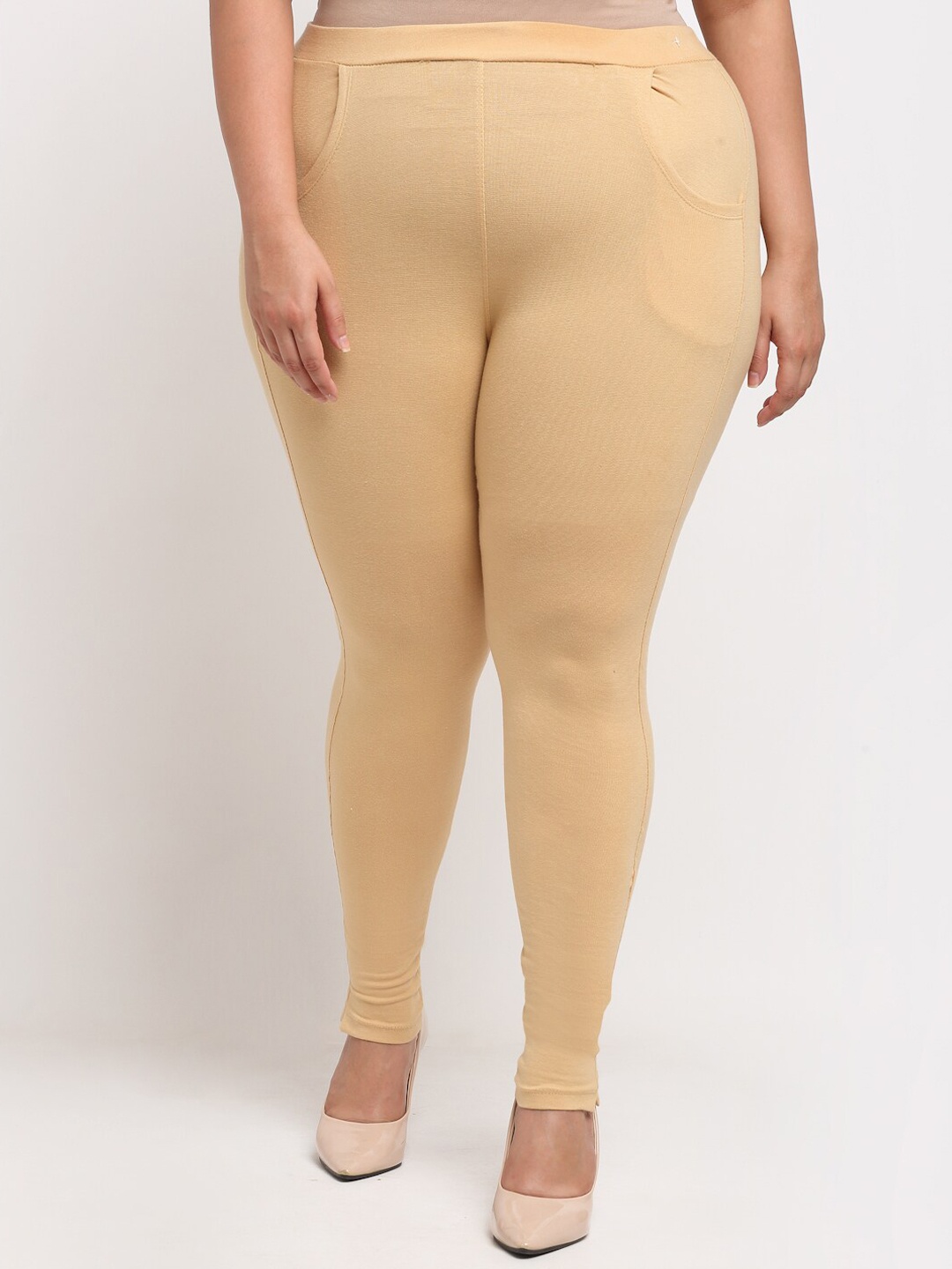 

TAG 7 Women Plus Size Cotton Ankle Length Leggings, Beige