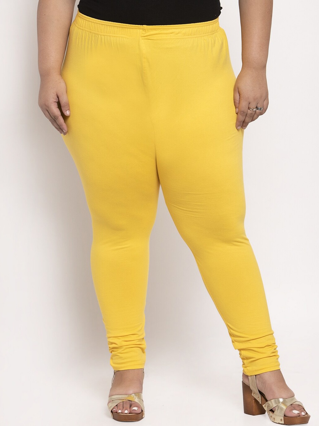 

TAG 7 Women Plus Size Ankle Length Cotton Leggings, Yellow
