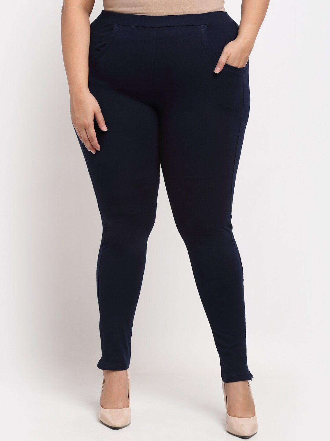 

TAG 7 Women Plus Size Cotton Ankle Length Leggings, Black