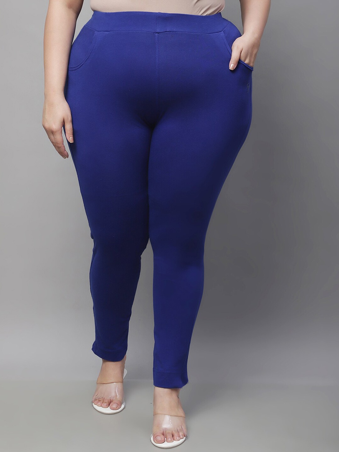 

TAG 7 Women Plus Size Cotton Ankle Length Leggings, Blue