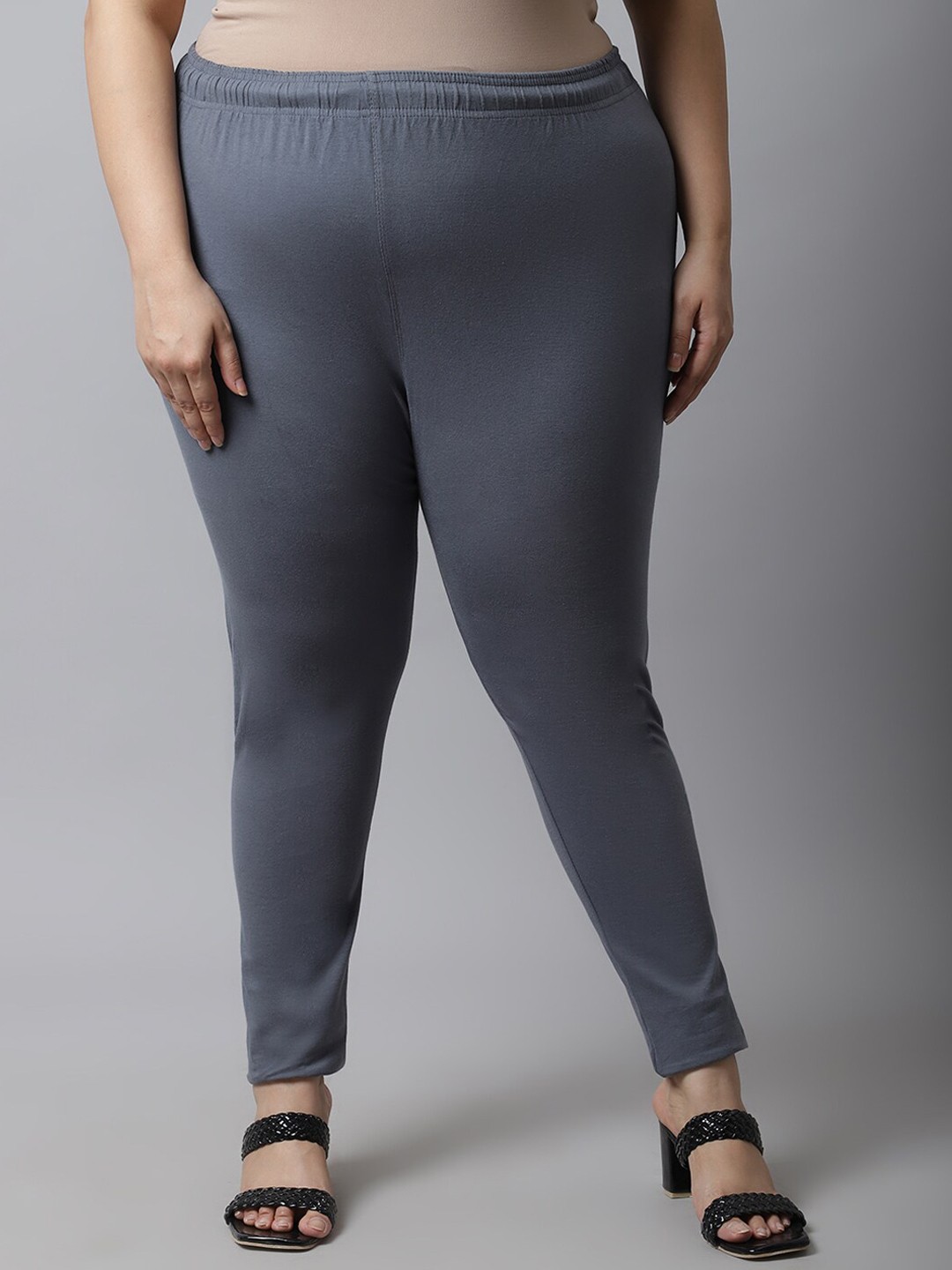 

TAG 7 Women Plus Size Ankle Length Cotton Leggings, Grey