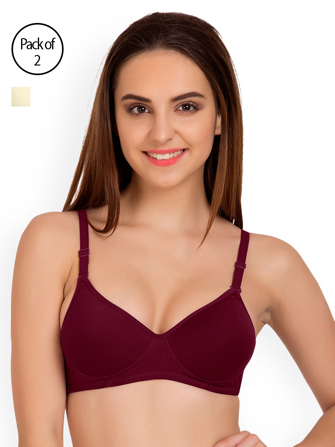 

Tweens Pack of 2 Full-Coverage T-shirt Bras TW91301, Burgundy