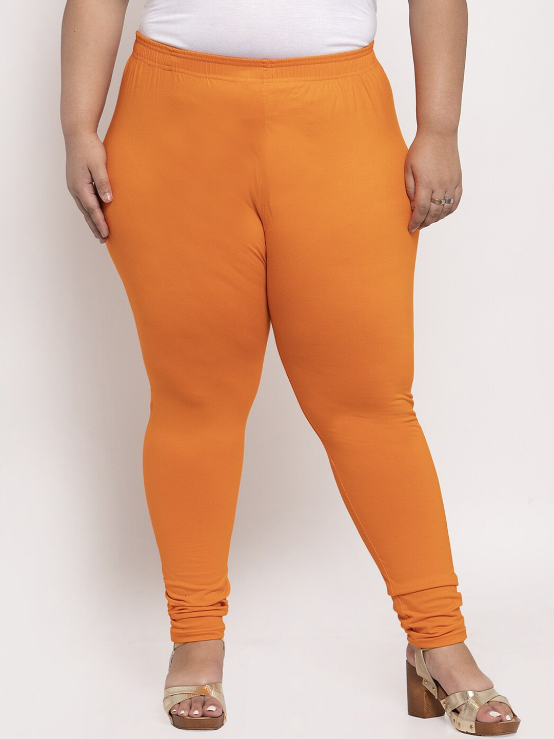 

TAG 7 Women Plus Size Ankle Length Cotton Leggings, Orange