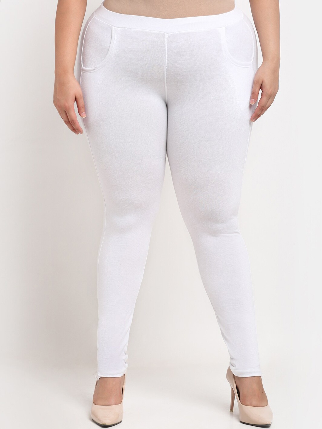

TAG 7 Women Plus Size Ankle Length Cotton Leggings, White