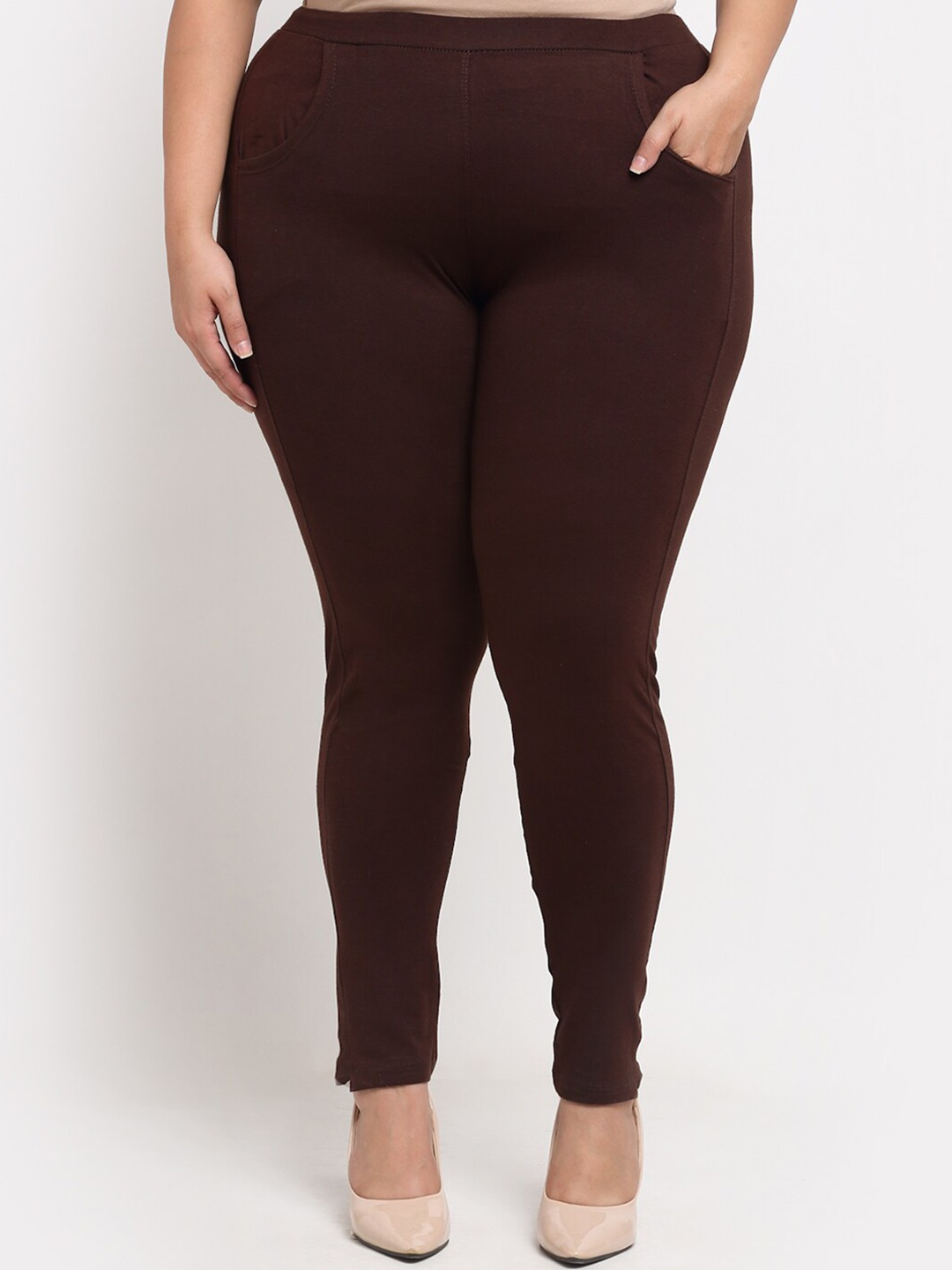 

TAG 7 Women Plus Size Ankle-Length Leggings, Brown